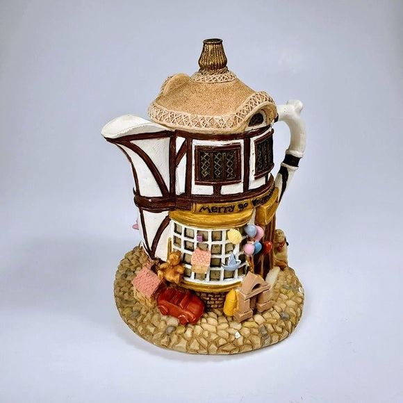 Hometown Teapot Cottages Merry Go Round Toy Shop Figurine - Picture 1 of 9